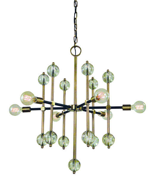 Framburg L1048 AB/MBLACK Gamma Six Light Chandelier, Antique Brass with Matte Black Accents Main Image.jpg