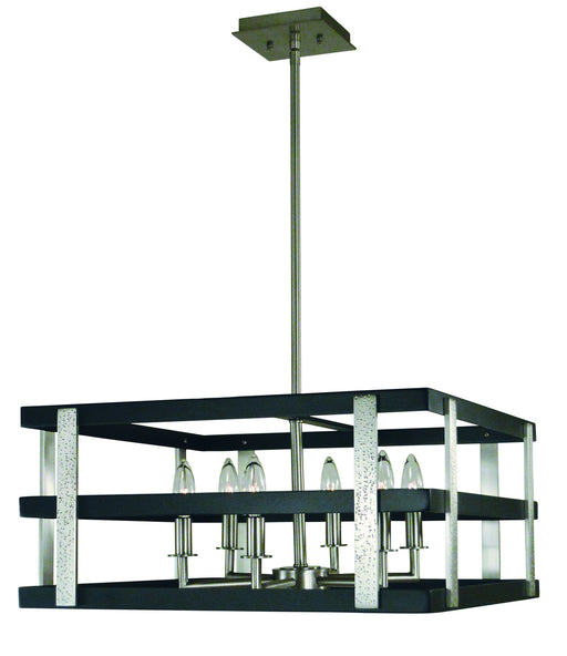 Framburg L1036 BN/MBLACK Montreaux Six Light Chandelier, Brushed Nickel with Matte Black Accents Main Image.jpg