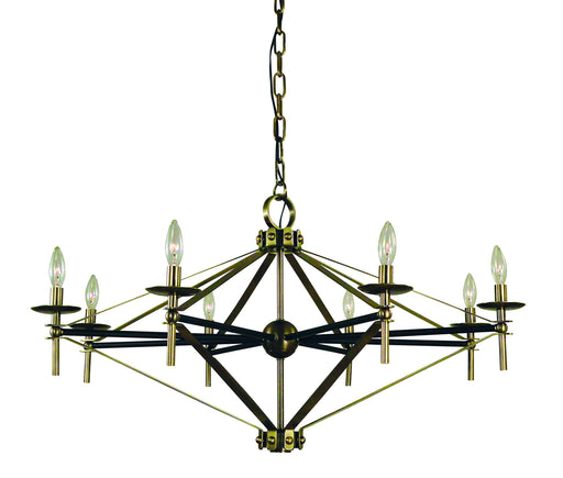 Framburg L1028 AB/MBLACK Fleurette Eight Light Chandelier, Antique Brass with Matte Black Accents Main Image.jpg