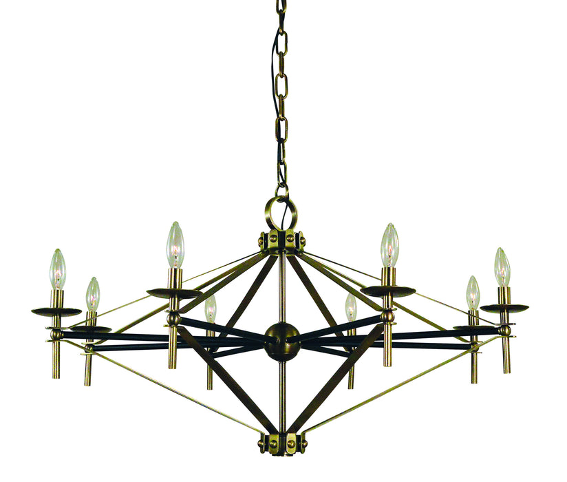 Framburg L1028 AB/MBLACK Fleurette Eight Light Chandelier, Antique Brass with Matte Black Accents Main Image.jpg