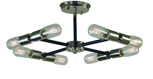 Framburg L1018 PN/MBLACK Gyrate Eight Light Semi-Flush Mount, Polished Nickel with Matte Black Accents Main Image.jpg