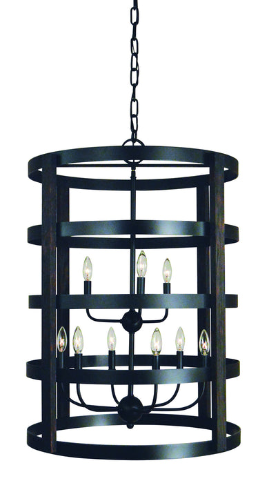 Framburg L1009 MBLACK Homestead Nine Light Foyer Chandelier, Matte Black Main Image.jpg