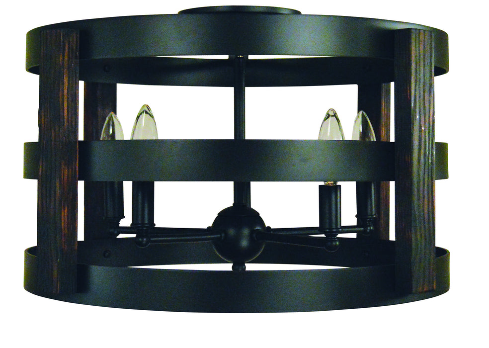 Framburg L1003 MBLACK Homestead Five Light Semi-Flush Mount, Matte Black Main Image.jpg