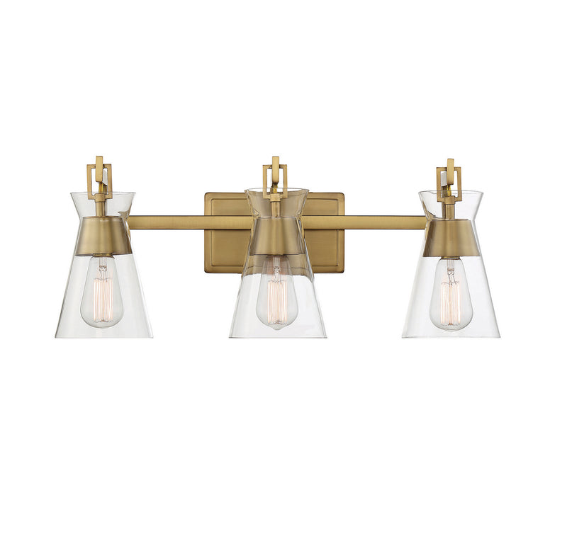 Savoy House 8-1830-3-322 Three Light Bathroom Vanity, Warm Brass