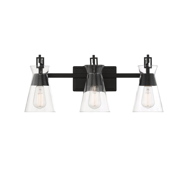 Savoy House 8-1830-3-BK Three Light Bathroom Vanity, Matte Black