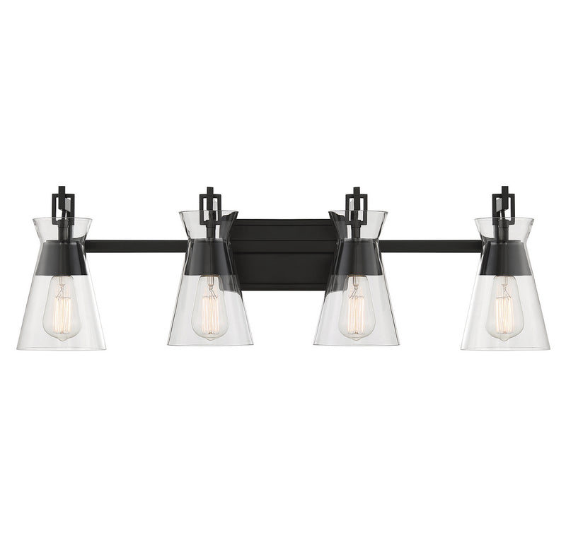 Savoy House 8-1830-4-BK Four Light Bathroom Vanity, Matte Black