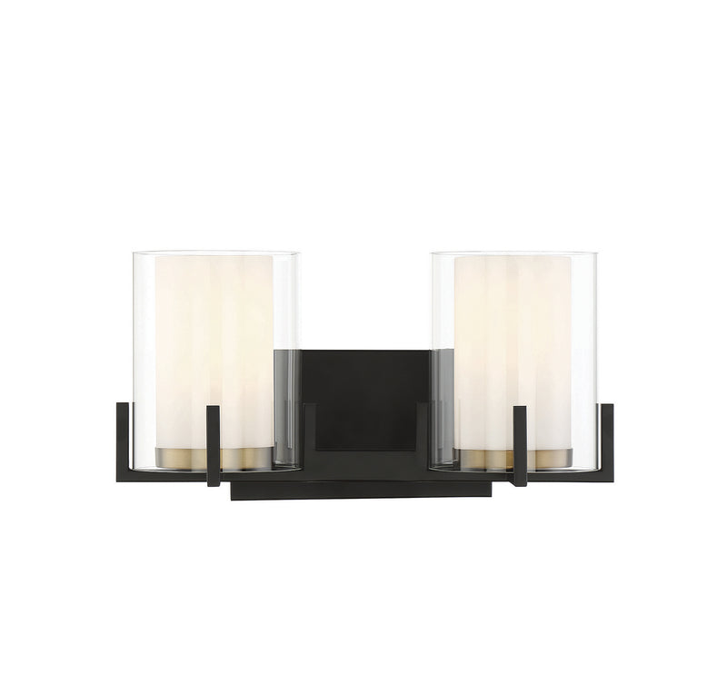 Savoy House 8-1977-2-143 Two Light Bathroom Vanity, Matte Black w/Warm Brass