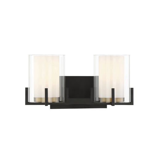 Savoy House 8-1977-2-143 Two Light Bathroom Vanity, Matte Black w/Warm Brass