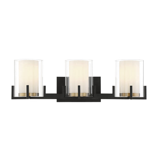 Savoy House 8-1977-3-143 Three Light Bathroom Vanity, Matte Black w/Warm Brass
