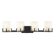 Savoy House 8-1977-4-143 Four Light Bathroom Vanity, Matte Black w/Warm Brass