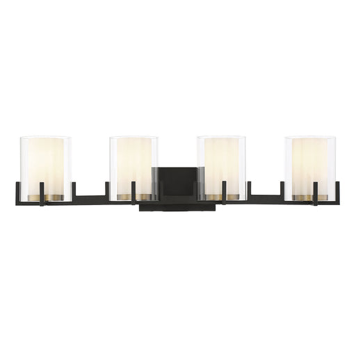 Savoy House 8-1977-4-143 Four Light Bathroom Vanity, Matte Black w/Warm Brass