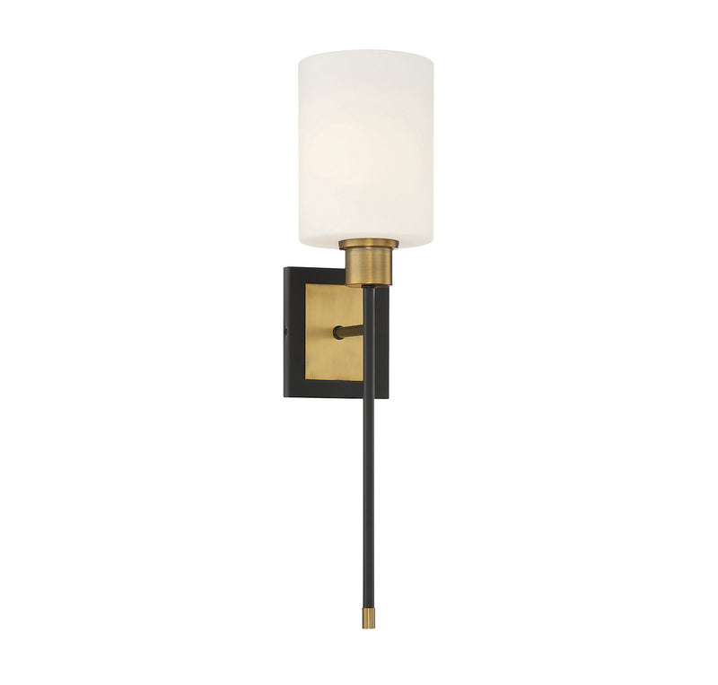 Savoy House 9-1645-1-143 One Light Wall Sconce, Matte Black w/Warm Brass
