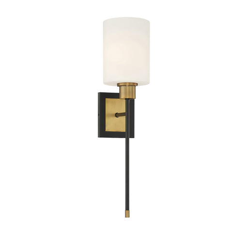 Savoy House 9-1645-1-143 One Light Wall Sconce, Matte Black w/Warm Brass