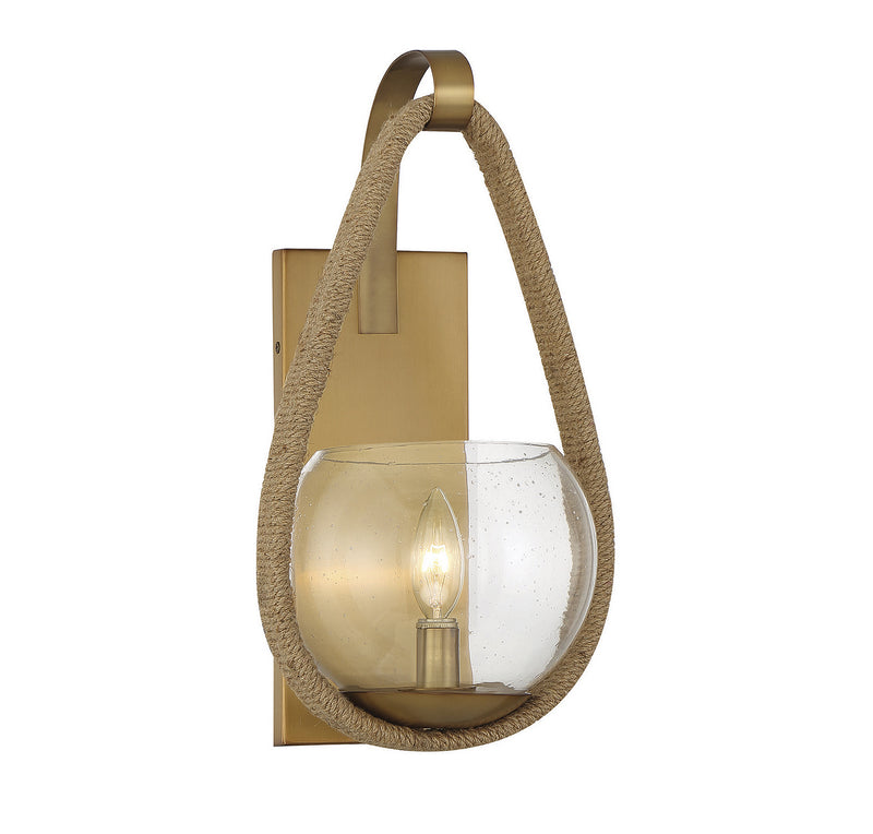 Savoy House 9-1826-1-320 One Light Wall Sconce, Warm Brass/Rope