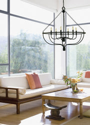 Framburg 5686 MBLACK West Town Six Light Chandelier, Matte Black Alternate Image.jpg