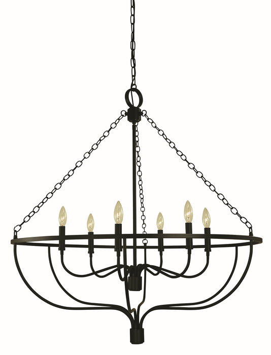 Framburg 5686 MBLACK West Town Six Light Chandelier, Matte Black Main Image.jpg