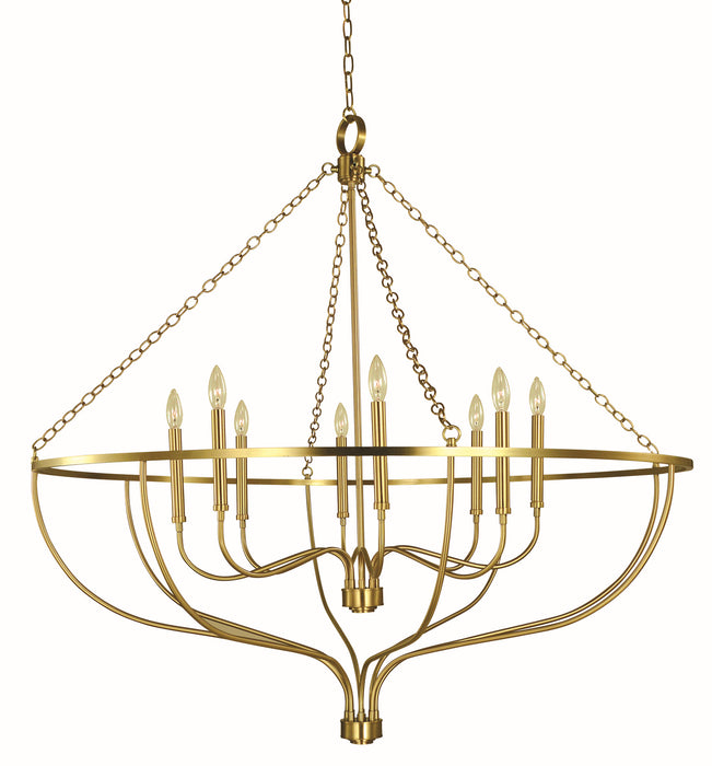 Framburg 5688 BR West Town Eight Light Foyer Chandelier, Brushed Brass Main Image.jpg