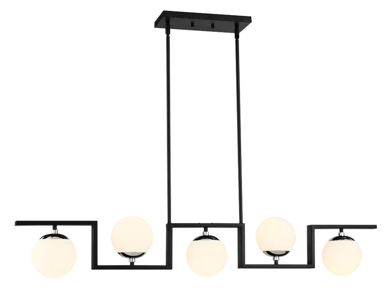 George Kovacs P5425-572 Alluria II Five Light Island Pendant, Coal With Polished Nickel Main Image.jpg