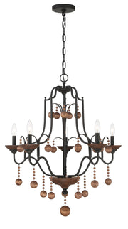 Minka-Lavery 2665-723 Colonial Charm Five Light Chandelier, Old World Bronze W/Walnut Accents Main Image.jpg