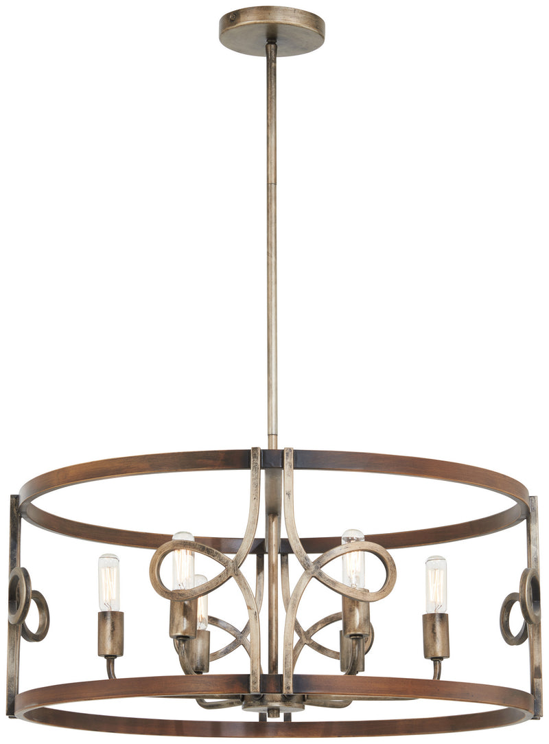 Minka-Lavery 2696-115 Yorkville Six Light Pendant, Aged Darkwood With Silver Patina Main Image.jpg