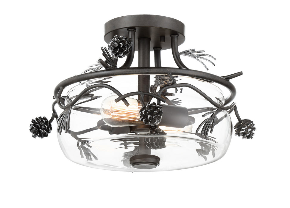 Minka-Lavery 2753-694 Ponderosa Ridge Two Light Semi Flush Mount, Weathered Spruce w/ Silver Main Image.jpg