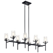 Kichler 43696BK Eight Light Linear Chandelier, Black