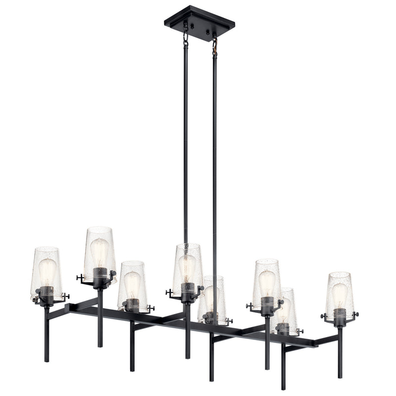 Kichler 43696BK Eight Light Linear Chandelier, Black