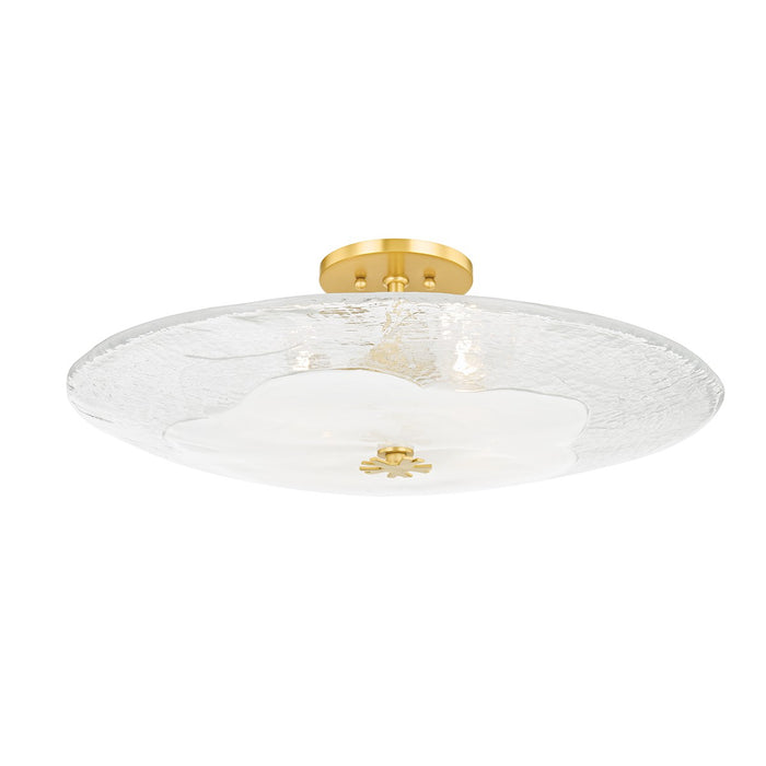 Hudson Valley KBS1742504L-AGB Lago Three Light Flush Mount, Aged Brass Main Image.jpg