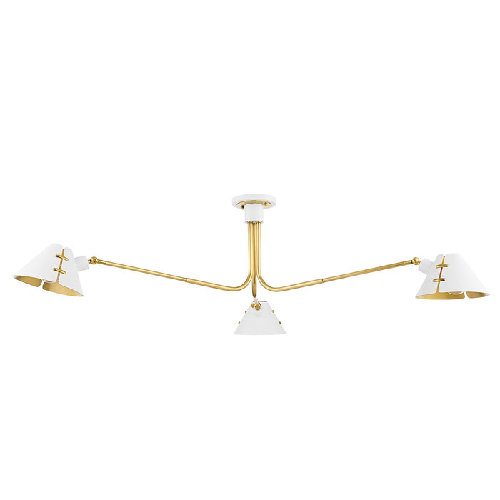 Hudson Valley KBS1752803-AGB/SWH Split Three Light Semi Flush Mount, Aged Brass/Soft White Main Image.jpg