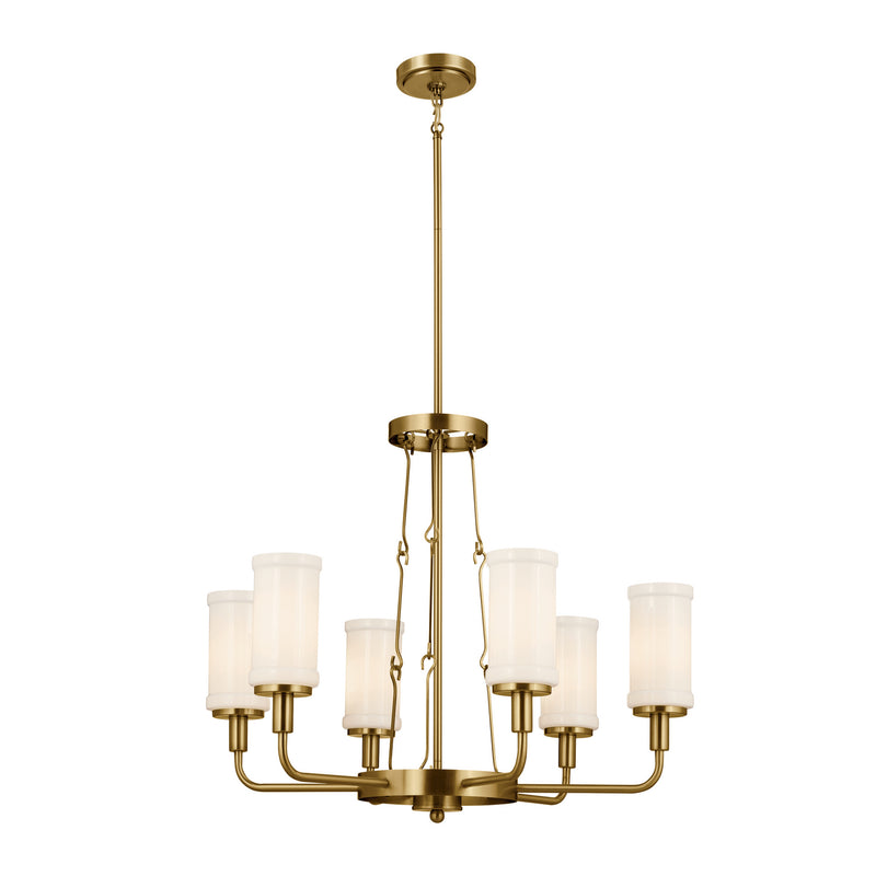 Kichler 52451NBR Six Light Chandelier, Natural Brass