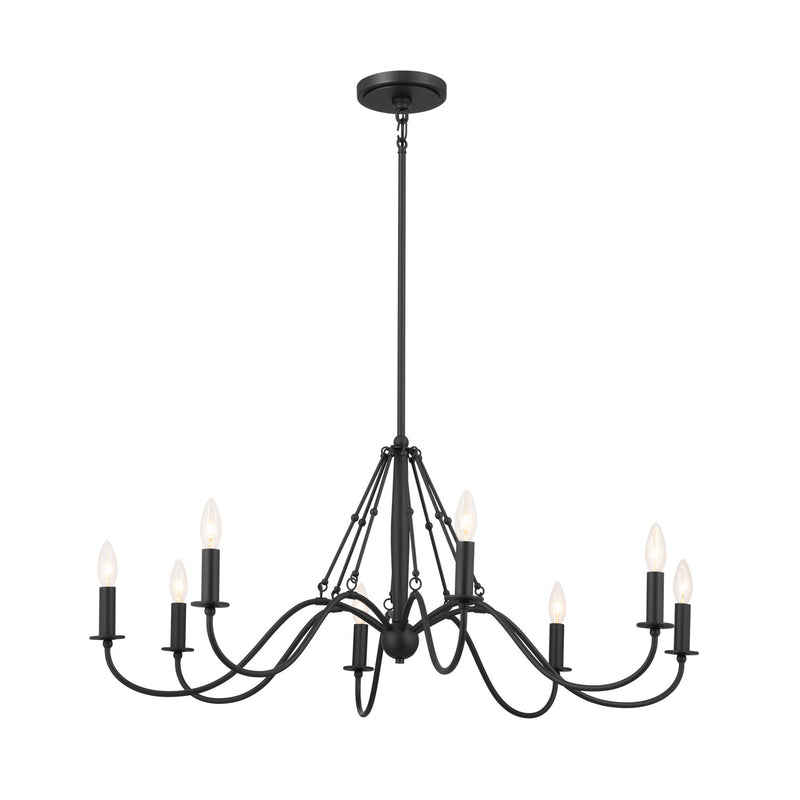 Kichler 52456BKT Eight Light Chandelier, Textured Black