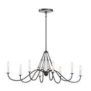 Kichler 52457AVI Eight Light Linear Chandelier, Anvil Iron