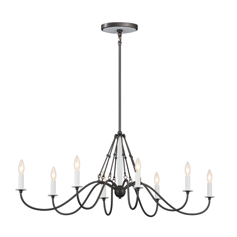 Kichler 52457AVI Eight Light Linear Chandelier, Anvil Iron