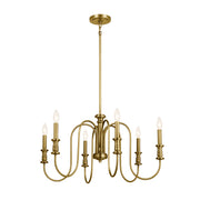 Kichler 52470NBR Six Light Chandelier, Natural Brass