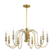 Kichler 52471NBR Nine Light Chandelier, Natural Brass