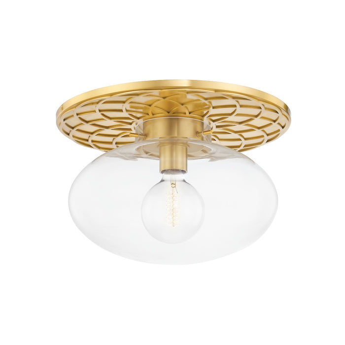 Hudson Valley 1418-AGB New Paltz One Light Semi Flush Mount, Aged Brass Main Image.jpg