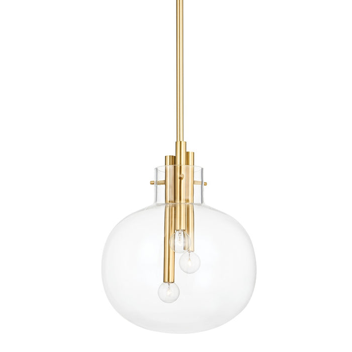 Hudson Valley 3914-AGB Hempstead Three Light Pendant, Aged Brass Main Image.jpg