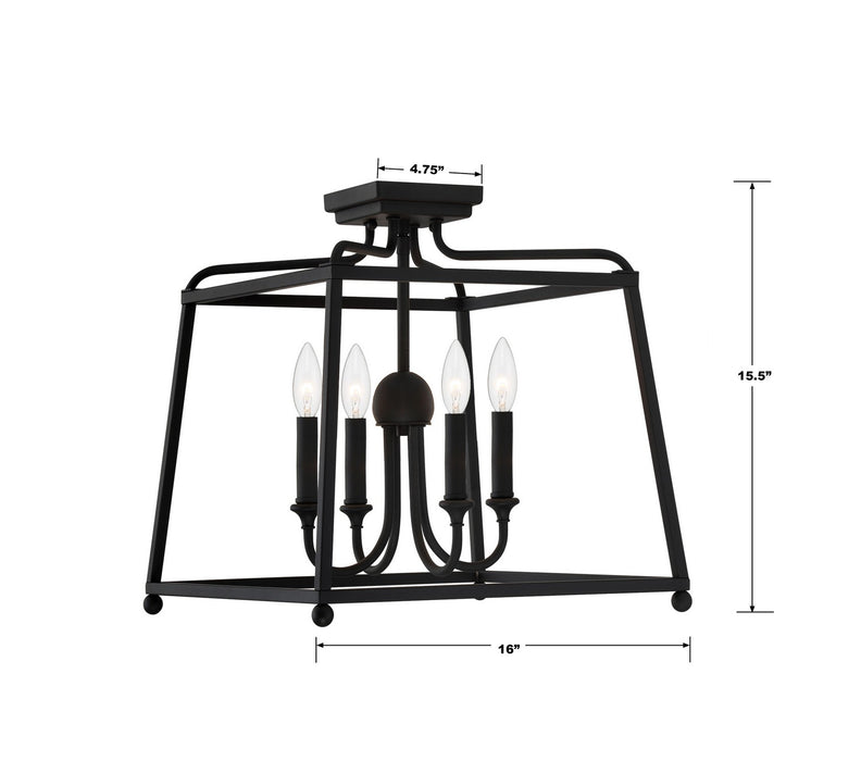 Crystorama 2243-BF_NOSHADE Sylvan Four Light Semi Flush Mount Black Forged Alternate Image 2.jpg