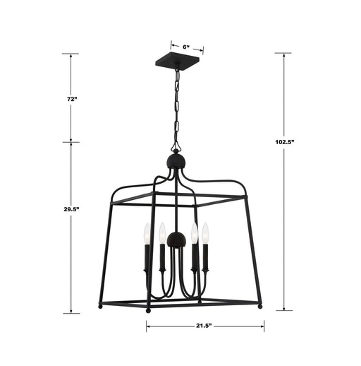 Crystorama 2244-BF_NOSHADE Sylvan Four Light Chandelier Black Forged Alternate Image.jpg