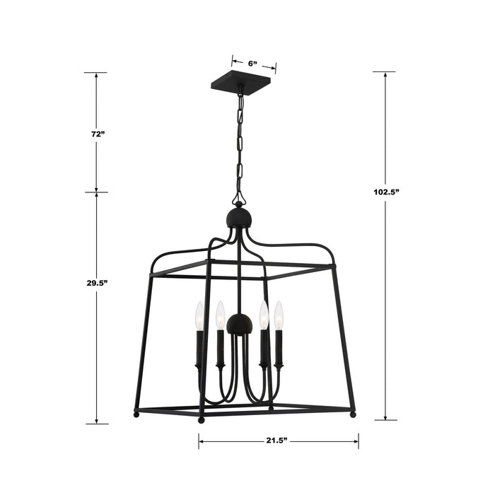 Crystorama 2244-BF_NOSHADE Sylvan Four Light Chandelier Black Forged Alternate Image.jpg