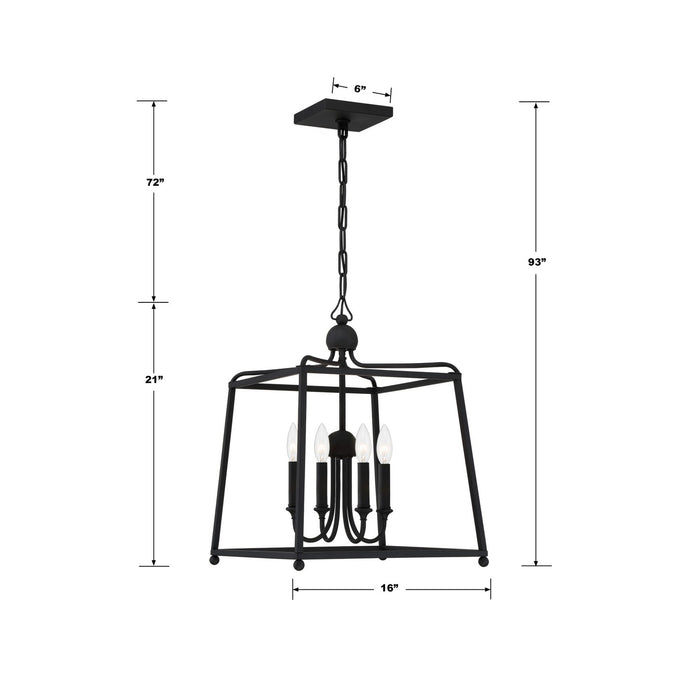Crystorama 2245-BF_NOSHADE Sylvan Four Light Chandelier Black Forged Alternate Image.jpg
