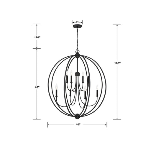Crystorama 2246-BF_NOSHADE Sylvan Eight Light Chandelier Black Forged Alternate Image.jpg