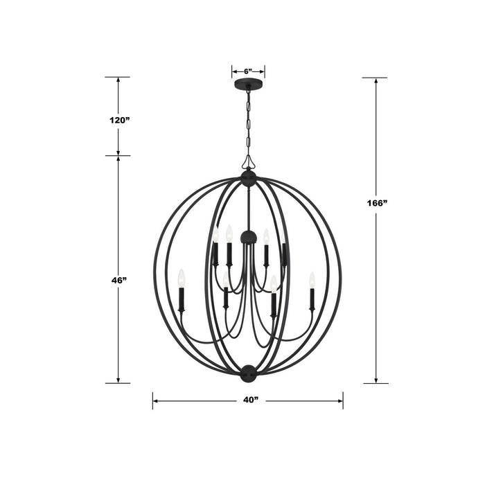 Crystorama 2246-BF_NOSHADE Sylvan Eight Light Chandelier Black Forged Alternate Image.jpg