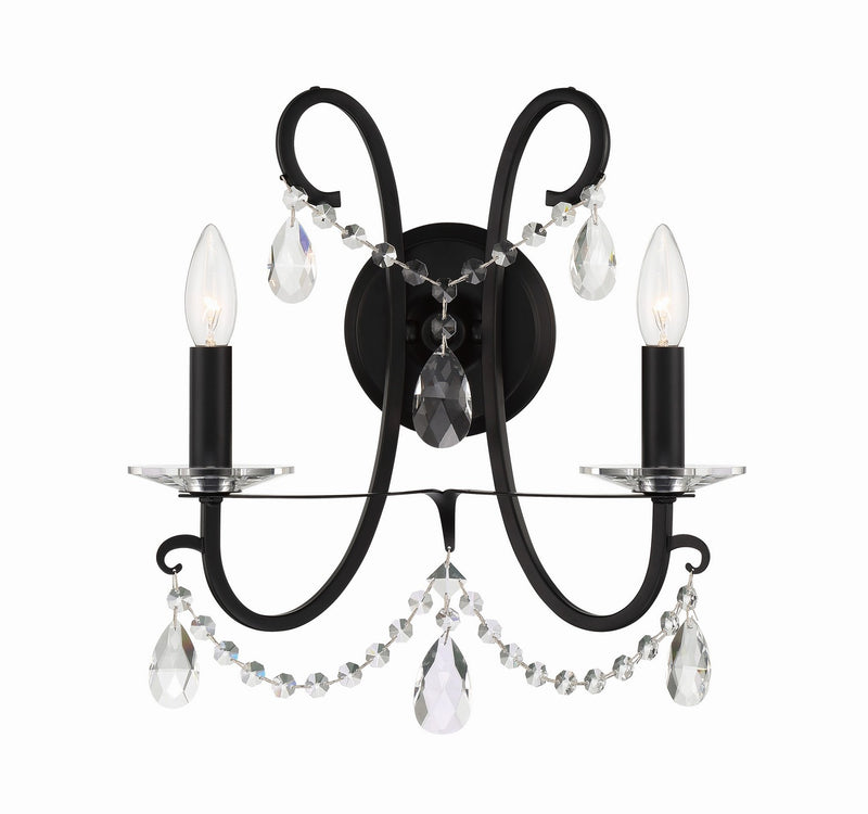 Crystorama 6822-MK-CL-MWP Othello Two Light Wall Sconce Matte Black Main Image.jpg