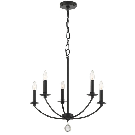 Crystorama MIL-8005-BK Mila Five Light Chandelier Black Main Image.jpg