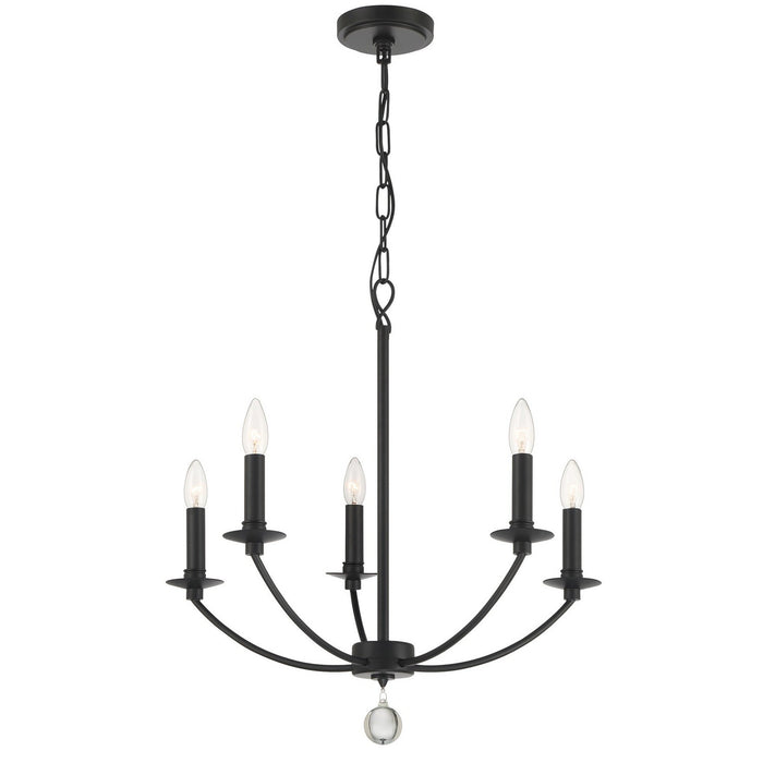 Crystorama MIL-8005-BK Mila Five Light Chandelier Black Main Image.jpg