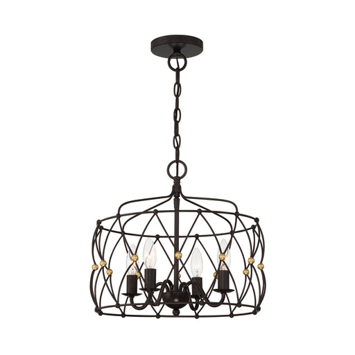 Crystorama ZUC-A9030-EB-GA Zucca Four Light Pendant English Bronze / Antique Gold Main Image.jpg