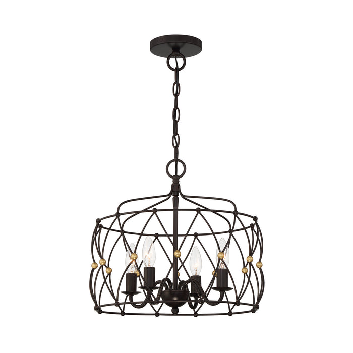 Crystorama ZUC-A9030-EB-GA Zucca Four Light Pendant English Bronze / Antique Gold Main Image.jpg