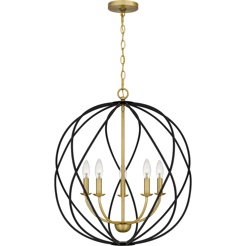 Quoizel BYN2824AB Bryn Five Light Pendant, Aged Brass Main Image.jpg