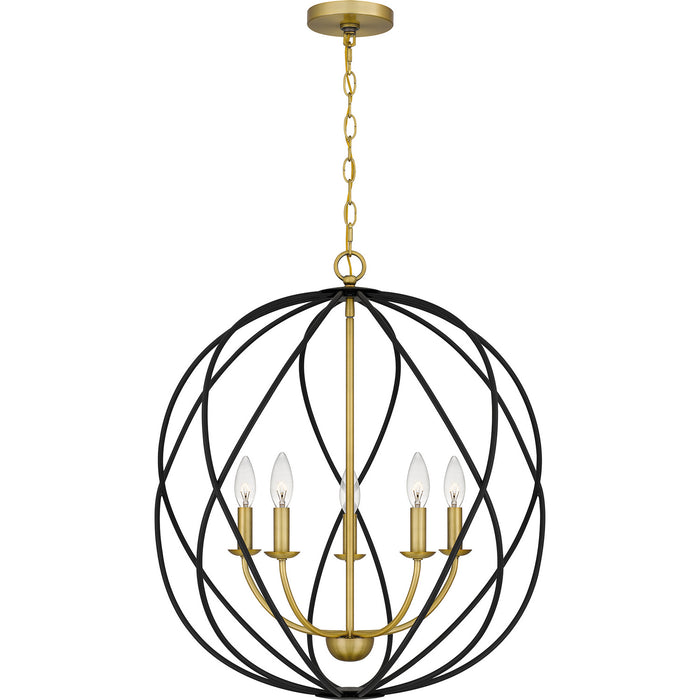 Quoizel BYN2824AB Bryn Five Light Pendant, Aged Brass Main Image.jpg